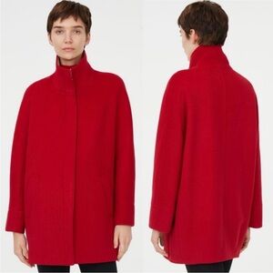 Club Monaco Remmi Coat Red Wool Blend Funnel Neck Size Medium